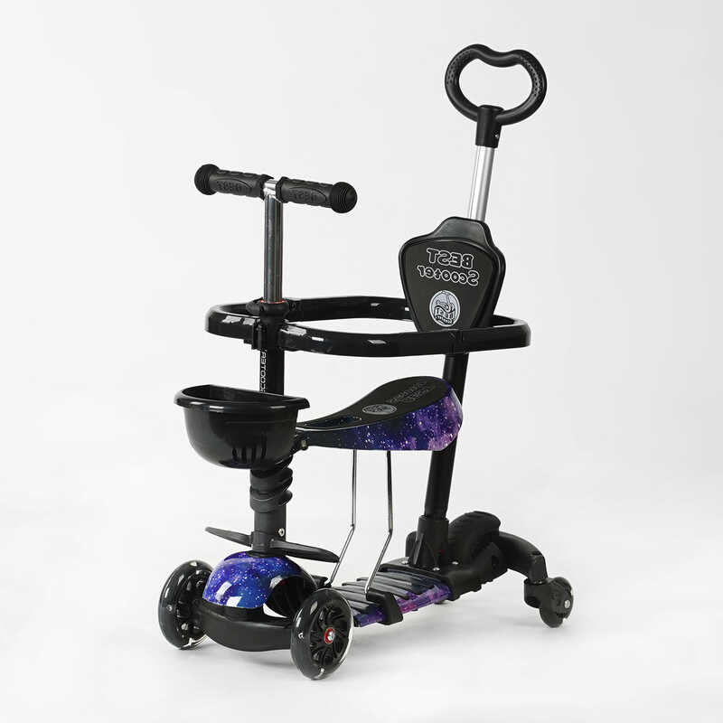 Самокат 5в1 с родительской ручкой Best Scooter LS-90225 черный