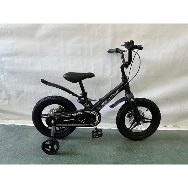 Велосипед дитячий на магнієвій рамі 14" дюймів Corso REVOLT MG-14412 чорний