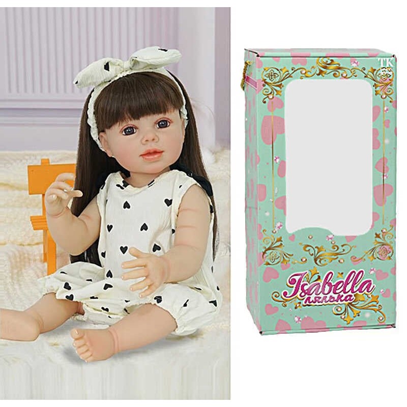 Лялька QM 24052 (12) "TK Group", висота: 50 см, гумова, імітація скляних очей, пустушка, пляшечка, памперс, прикраса, в коробці