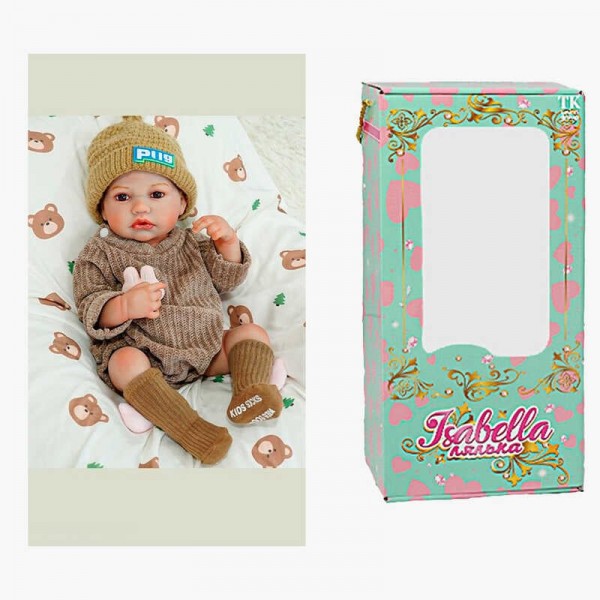 Пупс QM 24083 (12) "TK Group", функціональний, датчик руху, звуки, засинає, висота: 42 см, гумовий, пустушка, пляшечка, памперс, в коробці