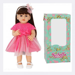 Лялька QM 25005 (12) "TK Group", функціональна, висота: 50 см, датчик руху, звуки: сміх, плач, засинає, гумова, імітація скляних очей, в коробці