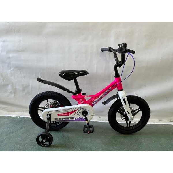 Велосипед дитячий на магнієвій рамі 14" дюймів Corso REVOLT MG-14507 рожевий