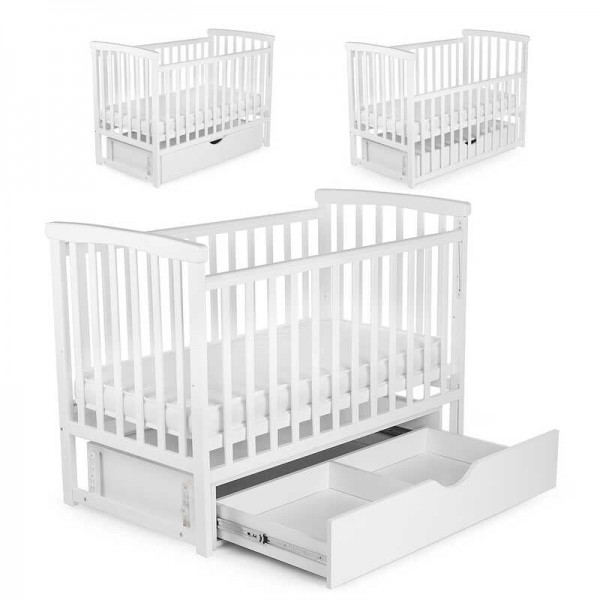 Дитяче ліжко для новонародженніх БУК "Мрія" колір білий, з шухлядою DS-201