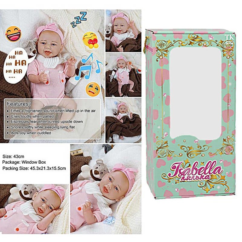 Пупс QM 240018 A (12) "TK Group", функціональний, датчик руху, висота: 42 см, гумовий, озвучені репліки англ. мовою, аксесуари, в коробці