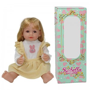 Лялька QM 24038-2 (12) "TK Group", висота: 50 см, гумова, імітація скляних очей, пустушка, пляшечка, памперс, в коробці