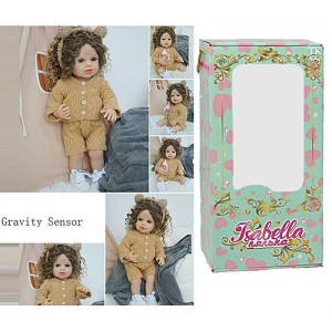 Лялька QM 24079 (12) "TK Group", функціональна, висота: 50 см, датчик руху, звуки: сміх, плач, засинає, гумова, імітація скляних очей, в коробці