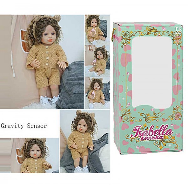 Лялька QM 24079 (12) "TK Group", функціональна, висота: 50 см, датчик руху, звуки: сміх, плач, засинає, гумова, імітація скляних очей, в коробці