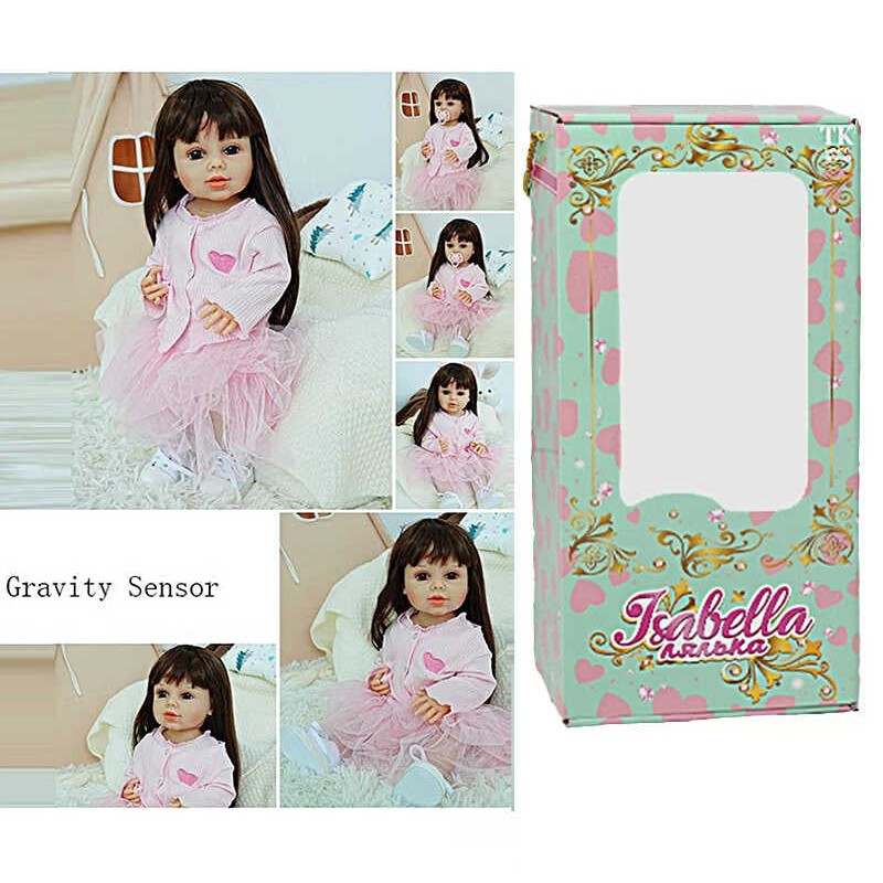 Лялька QM 24086 (12) "TK Group", функціональна, висота: 50 см, датчик руху, звуки: сміх, плач, засинає, гумова, імітація скляних очей, в коробці