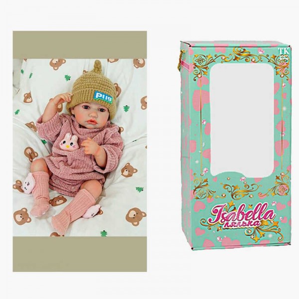 Пупс QM 24104 (12) "TK Group", функціональний, датчик руху, звуки, засинає, висота: 42 см, гумовий, пустушка, пляшечка, памперс, шкарпетки, в коробці