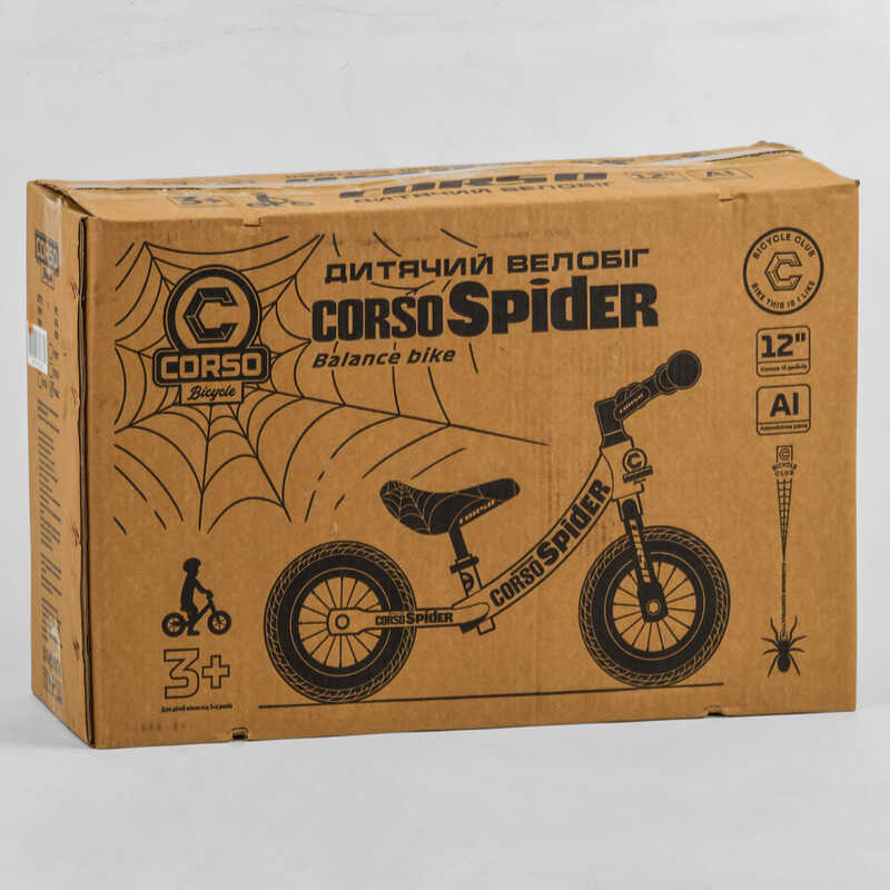 Біговел на надувних колесах 12'' CORSO SPIDER 21714 чорний