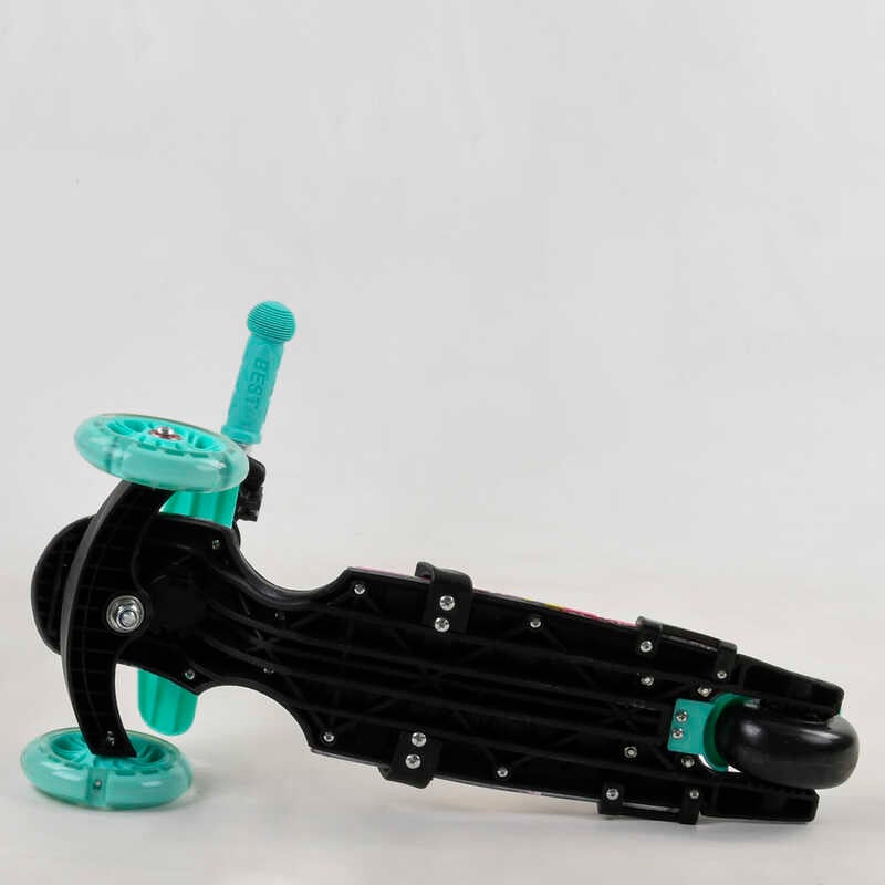 Самокат 5в1 S 1342 (1) Best Scooter, АБСТРАКЦИЯ, с защитным бампером, PU колеса, ПОДСВЕТКА КОЛЕС, в коробке