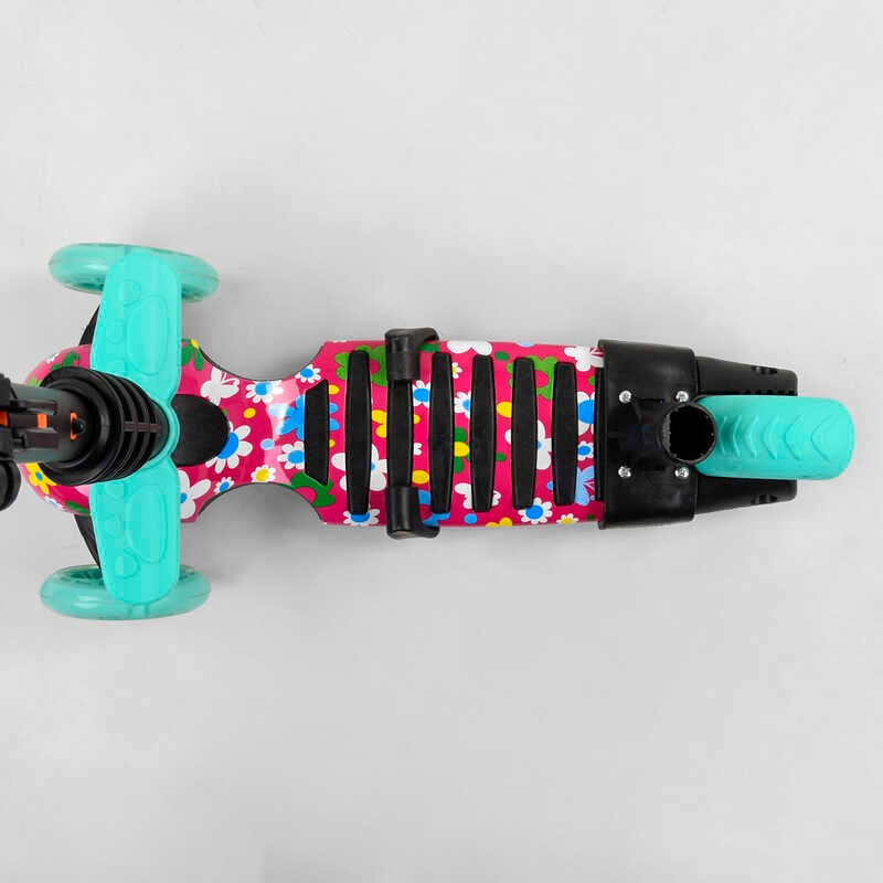 Самокат 5в1 S 1342 (1) Best Scooter, АБСТРАКЦИЯ, с защитным бампером, PU колеса, ПОДСВЕТКА КОЛЕС, в коробке