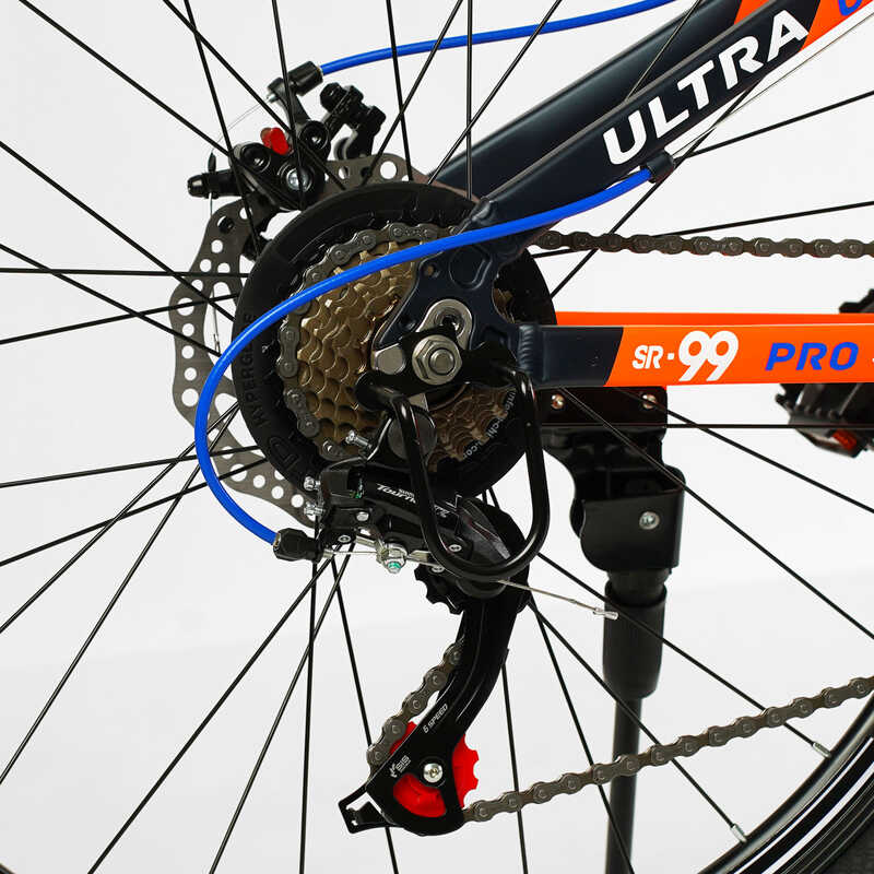 Велосипед підлітковий спортивний 26" дюймів, рама 13", обладнання Shimano, CORSO ULTRA UL-26212 (3*7s) чорно-синій