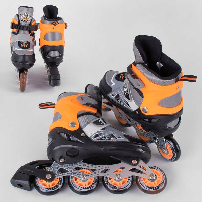Ролики 6202-S Best Roller /размер 30-33/ цвет – ОРАНЖЕВЫЙ (6) колёса PU, ПЕРЕДНЕЕ КОЛЕСО СВЕТ, в сумке, d колес – 6.5 см