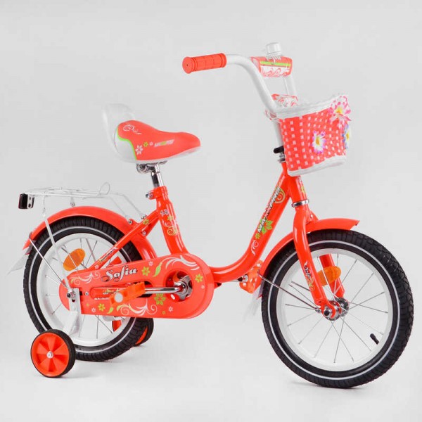 Велосипед дитячий з кошиком 12" дюймів SOFIA-N12-3 помаранчевий