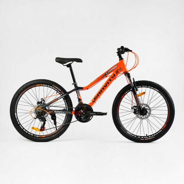Велосипед спортивний 24" дюймів, рама 12" Corso Gravity GR-24763 (3*7s) червоний