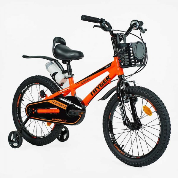 Велосипед 18 дюймів для дітей 6-8 років, алюмінієва рама, CORSO TAYGER TG-11360 помаранчевий
