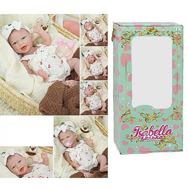 Пупс QM 24040 (12) "TK Group", функціональний, висота: 42 см, гумовий, пустушка, пляшечка, памперс, в коробці