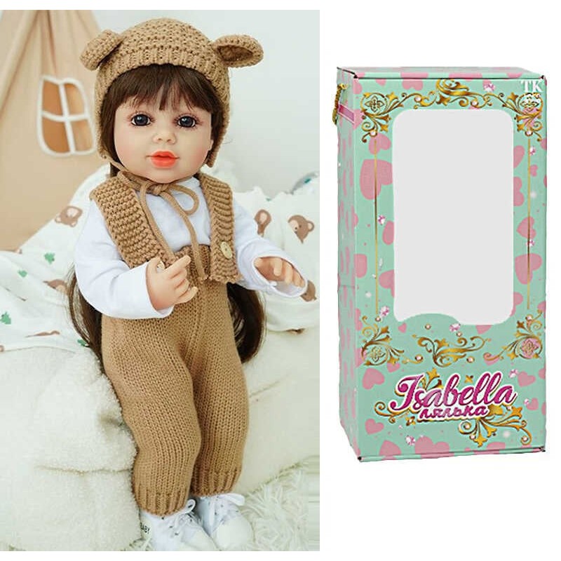 Лялька QM 24100 (12) "TK Group", висота: 50 см, гумова, імітація скляних очей, пустушка, пляшечка, памперс, капелюшок, взуття, в коробці