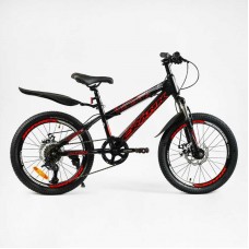 Детский спортивный велосипед 20" дюймов, рама 11" CORSO CRANK CR-20422 (1*7s) черный