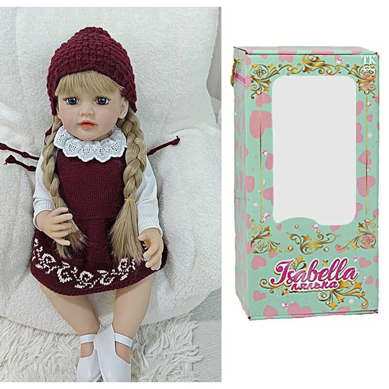 Лялька QM 24108 (12) "TK Group", висота: 50 см, гумова, імітація скляних очей, пустушка, пляшечка, памперс, капелюшок, взуття, в коробці