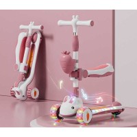 Самокат триколісний з сидінням "Skyper" T-6802/55 (6) колеса PU 125х40мм зі світлом, музика та підсвічування платформи, кермо складне, в коробці