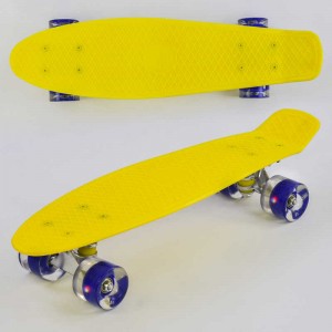 Скейт Пенни борд, колеса PU со светом, Best Board 1010 желтый