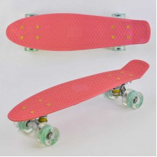 Скейт Пенни борд, колеса PU со светом, Best Board 0440 коралловый