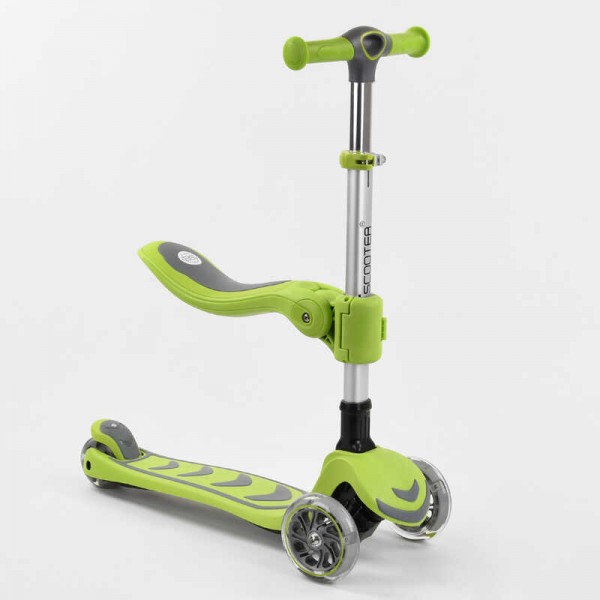 Самокат триколісний з сидінням Best Scooter Т-07196 зелений