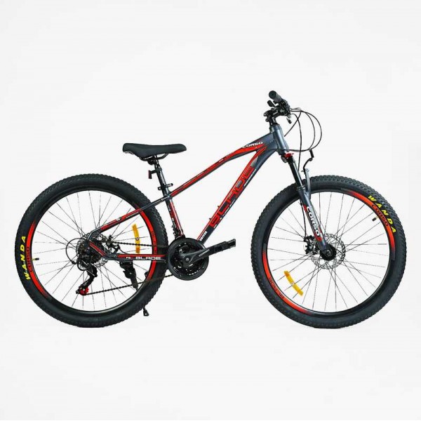 Підлітковий спортивний велосипед 26" дюймів, рама 13", вилка з перемикачем, CORSO BLADE BD-26199-1/26200 (3*7s) сірий