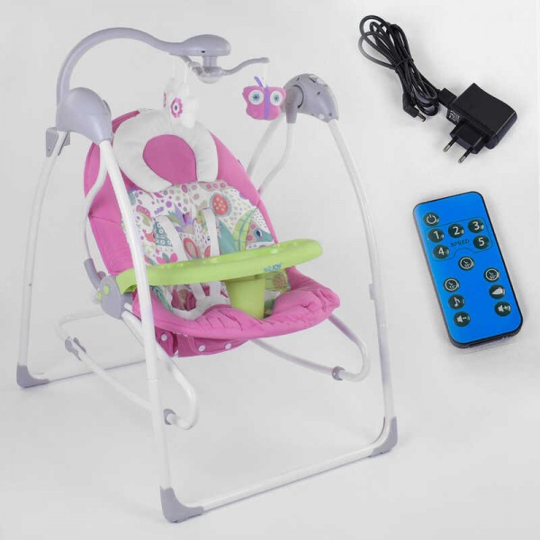 Электронные качели для новорожденных 3в1 JOY CX-30858 розовая