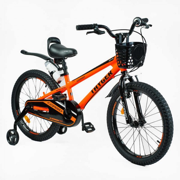 Велосипед для дівчинки 2-х колісний 20 дюймів, алюмінієва рама, CORSO TAYGER TG-24533 помаранчевий
