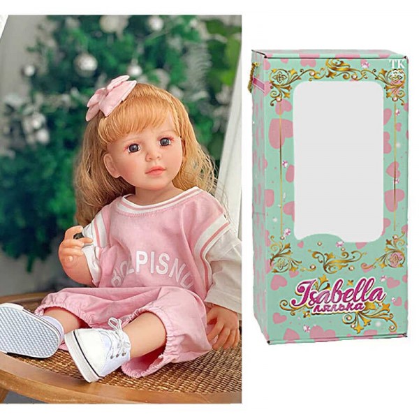 Лялька QM 102 (12) "TK Group", висота: 50 см, гумова, імітація скляних очей, пустушка, пляшечка, памперс, прикраса, взуття, в коробці