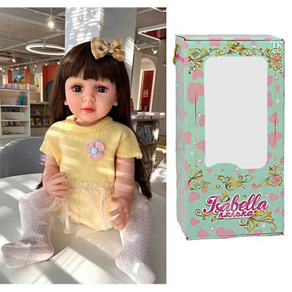 Лялька QM 106 (12) "TK Group", висота: 50 см, гумова, імітація скляних очей, пустушка, пляшечка, памперс, шкарпетки, прикраса, в коробці