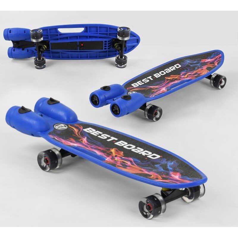 Скейтборд S-00605 Best Board (4) с музыкой и дымом, USB зарядка, аккумуляторные батарейки, колеса PU со светом 60х45мм , У ПАКЕТІ