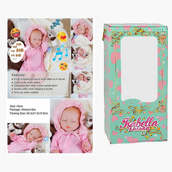 Пупс QM 240017 A (12) "TK Group", функціональний, датчик руху, звуки, висота: 42 см, гумовий, озвучені репліки англ. мовою, аксесуари, в коробці