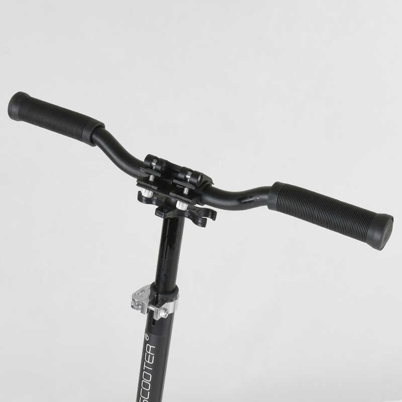 Самокат двухколесный 34750 (2) Best Scooter, ЧЕРНЫЙ, зажим руля, переднее колесо PU - 230мм, заднее колесо PU - 200мм, 1 амортизатор, в коробке