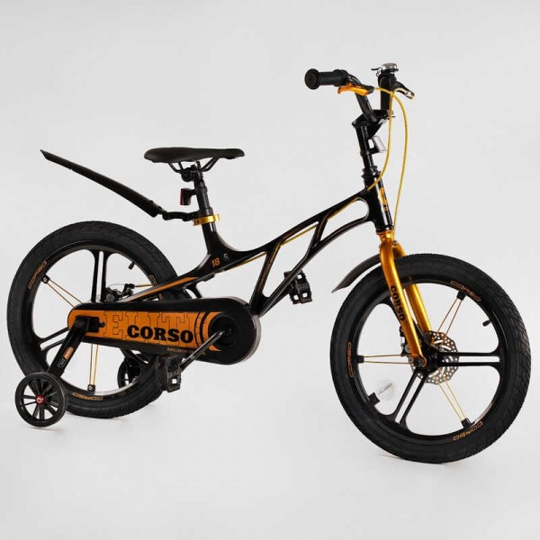 Велосипед магнієвий для хлопчика від 6 до 9 років, 18" дюймів CORSO Elit EL-30319 чорний