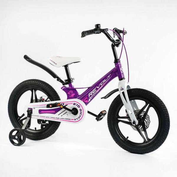 Велосипед з магнієвою рамою на 5-7 років 16" дюймів Corso REVOLT MG-16711 фіолетовий