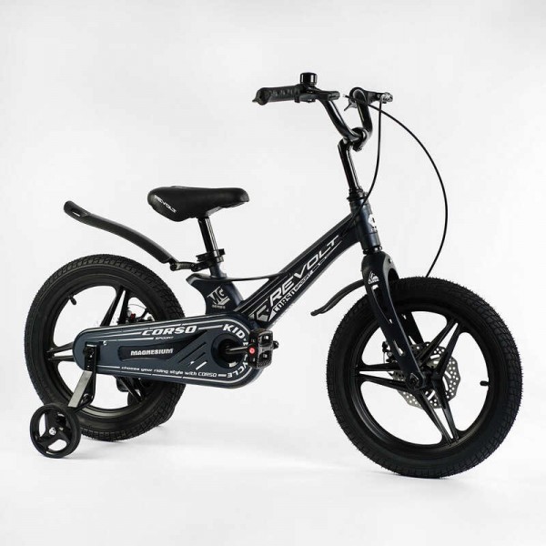 Велосипед з магнієвою рамою на 5-7 років 16" дюймів Corso REVOLT MG-16677 чорний