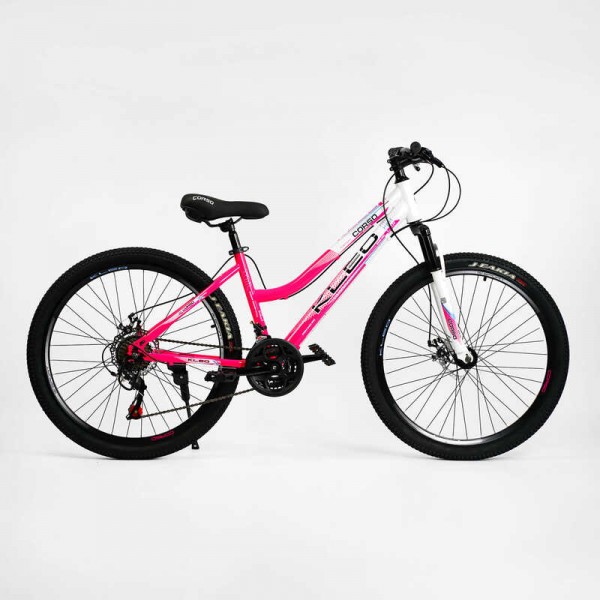 Велосипед спортивний 26" дюймів, рама 15" Corso KLEO KL-26587 (3*7s) рожево-білий