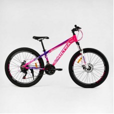Велосипед підлітковий спортивний 26" дюймів, рама 13", обладнання Shimano, CORSO ULTRA UL-26020 (3*7s) рожевий
