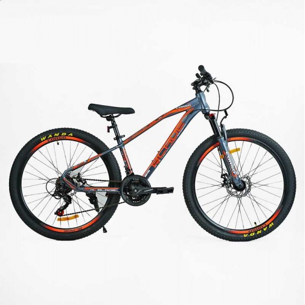 Підлітковий спортивний велосипед 26" дюймів, рама 13", вилка з перемикачем, CORSO BLADE BD-26670-1 (3*7s) сірий