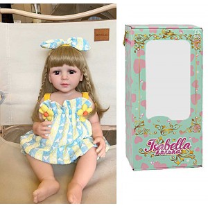 Лялька QM 112 (12) "TK Group", висота: 50 см, гумова, імітація скляних очей, пустушка, пляшечка, памперс, прикраса, в коробці