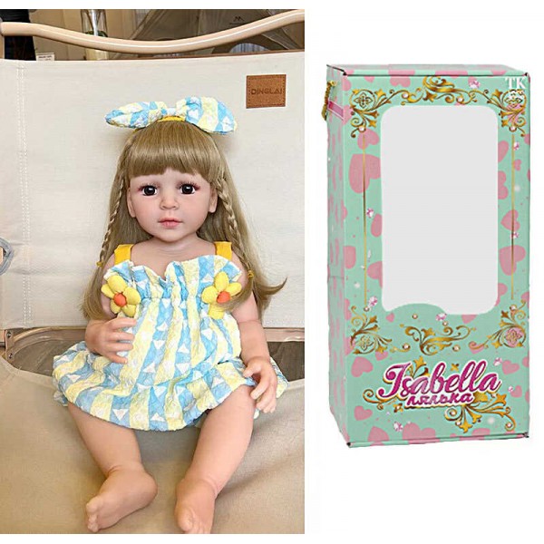 Лялька QM 112 (12) "TK Group", висота: 50 см, гумова, імітація скляних очей, пустушка, пляшечка, памперс, прикраса, в коробці