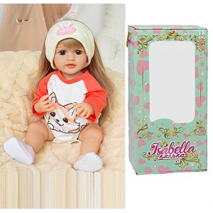 Лялька QM 88004 (12) "TK Group", висота: 50 см, гумова, імітація скляних очей, пустушка, пляшечка, памперс, взуття, пов’язка, в коробці