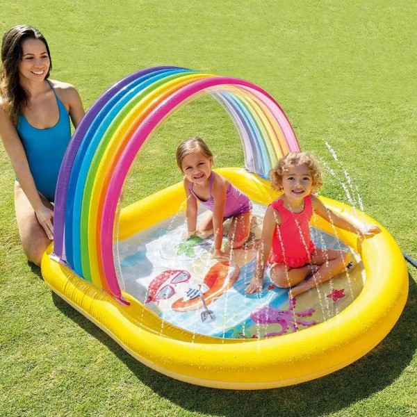 Дитячий надувний басейн із навісом Intex "Райдуга" 57156