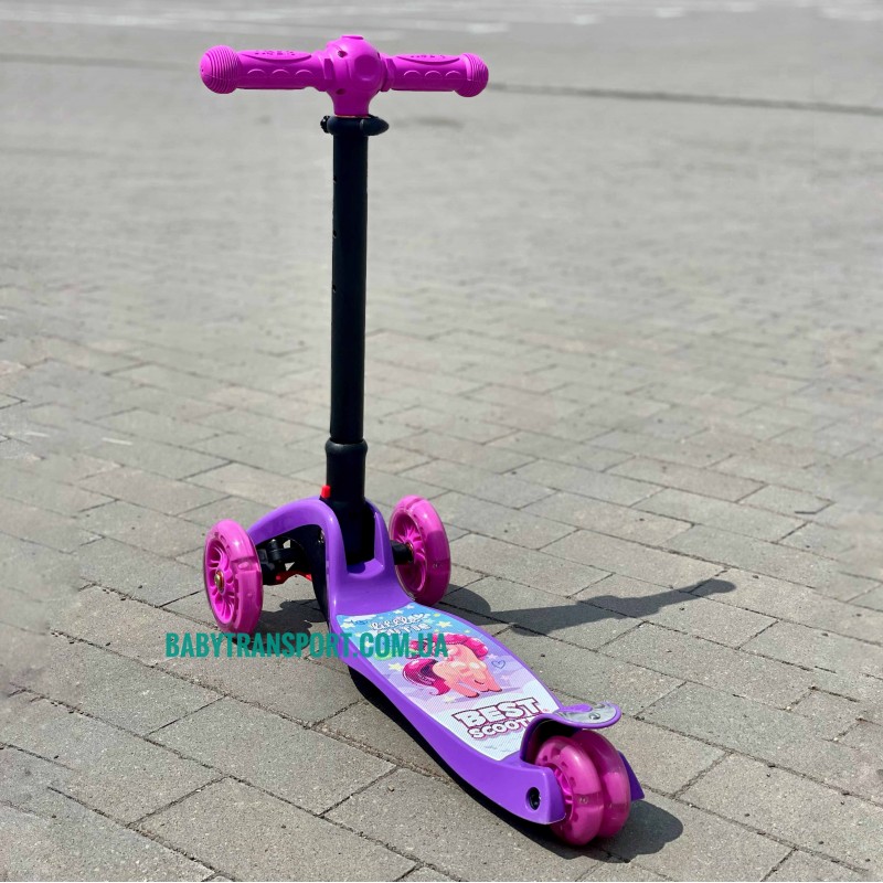 Самокат трехколесный для девочки Best Scooter MAXI L-2582 фиолетовый