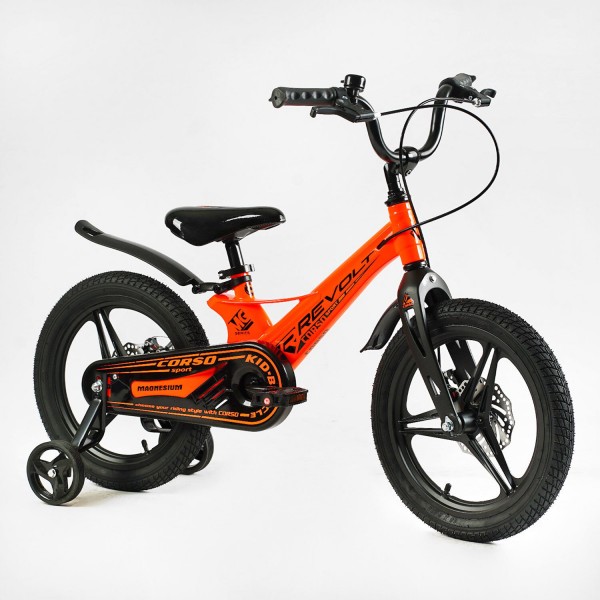 Велосипед з магнієвою рамою на 5-7 років 16" дюймів Corso REVOLT MG-16055 помаранчевий