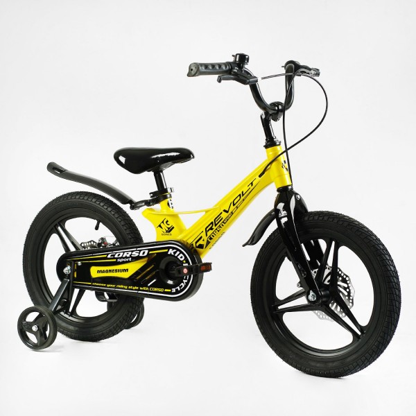 Велосипед з магнієвою рамою на 5-7 років 16" дюймів Corso REVOLT MG-16080 жовтий